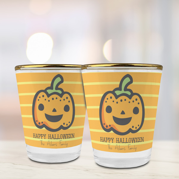 Halloween Pumpkin Glass Shot Glass - with gold rim - LIFESTYLE