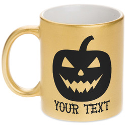 Halloween Pumpkin Metallic Gold Mug (Personalized)