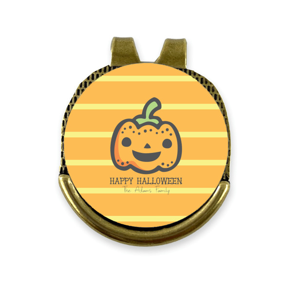 Custom Halloween Pumpkin Golf Ball Marker - Hat Clip - Gold