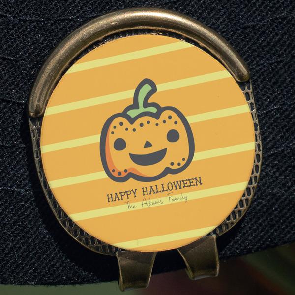 Halloween Pumpkin Golf Ball Marker Hat Clip - Gold - Close Up