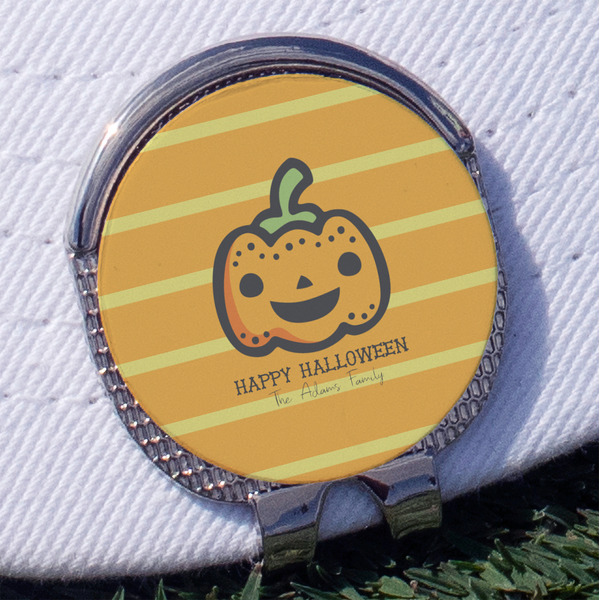 Custom Halloween Pumpkin Golf Ball Marker - Hat Clip