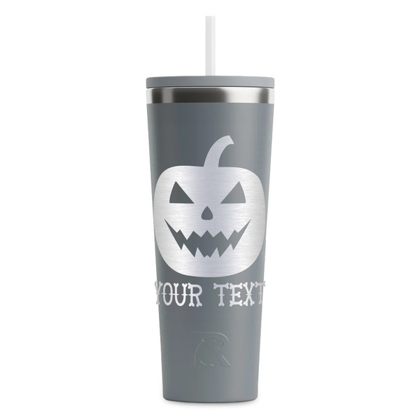 Custom Halloween Pumpkin RTIC Everyday Tumbler with Straw - 28oz - Grey - Single-Sided (Personalized)