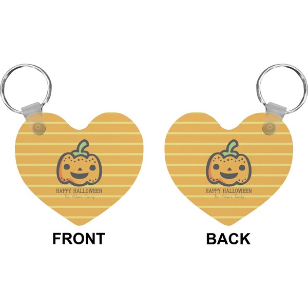 Halloween Pumpkin Heart Keychain (Front + Back)