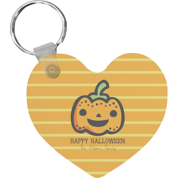 Custom Halloween Pumpkin Heart Plastic Keychain w/ Name or Text