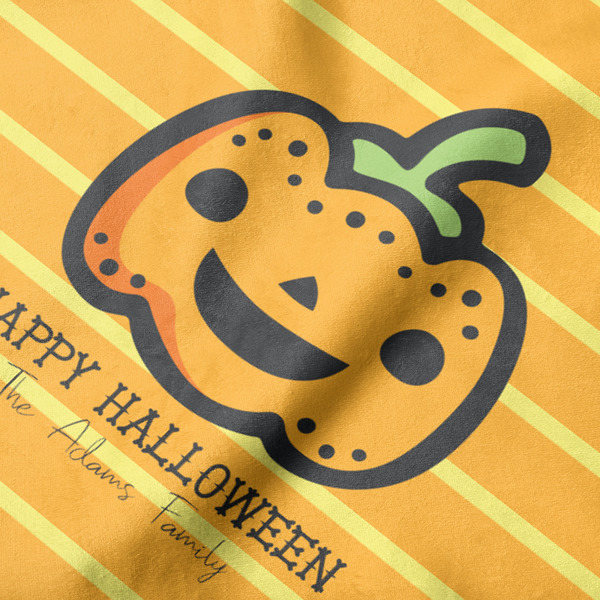 Halloween Pumpkin Hooded Baby Towel- Detail Close Up