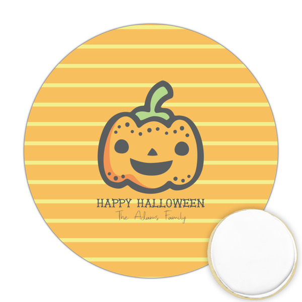 Custom Halloween Pumpkin Printed Cookie Topper - Round (Personalized)