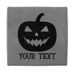 Halloween Pumpkin Jewelry Gift Box - Engraved Leather Lid (Personalized)