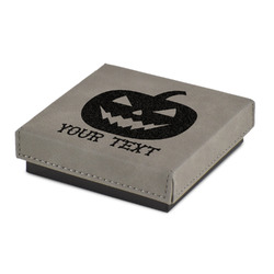 Halloween Pumpkin Jewelry Gift Box - Engraved Leather Lid (Personalized)