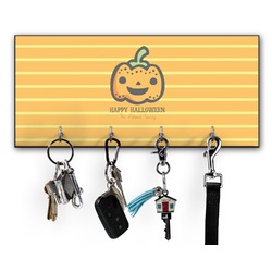 Halloween Pumpkin Key Hanger w/ 4 Hooks w/ Graphics and Text