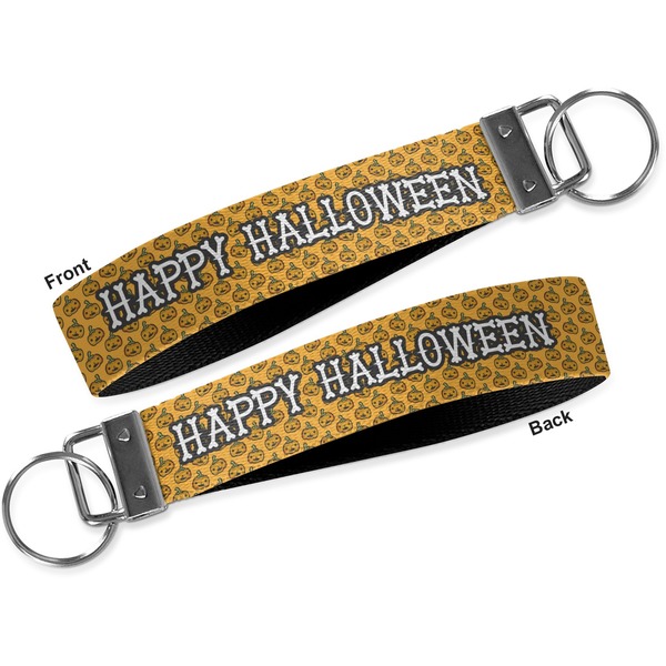 Halloween Pumpkin Key-chain - Metal and Nylon - Front and Back