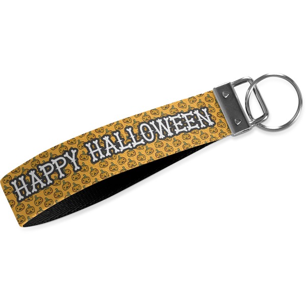 Custom Halloween Pumpkin Wristlet Webbing Keychain Fob (Personalized)