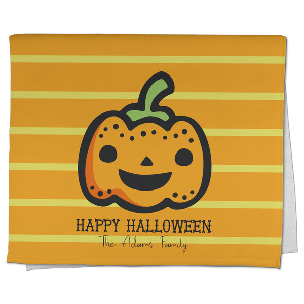 Custom Halloween Pumpkin Kitchen Towel - Poly Cotton w/ Name or Text
