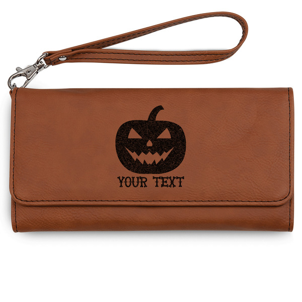 Custom Halloween Pumpkin Ladies Leatherette Wallet - Laser Engraved - Rawhide (Personalized)