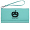 Halloween Pumpkin Ladies Leatherette Wallet - Laser Engraved- Teal (Personalized)