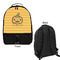 Halloween Pumpkin Large Backpack - Black - Front & Back View
