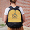 Halloween Pumpkin Large Backpack - Black - On Back