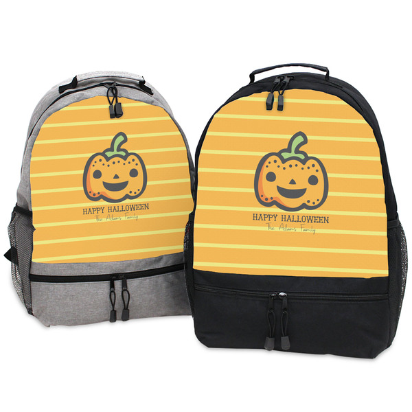 Halloween Pumpkin Large Backpacks - Both