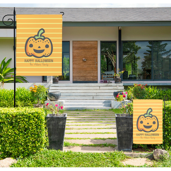 Custom Halloween Pumpkin Large Garden Flag - Single Sided (Personalized)