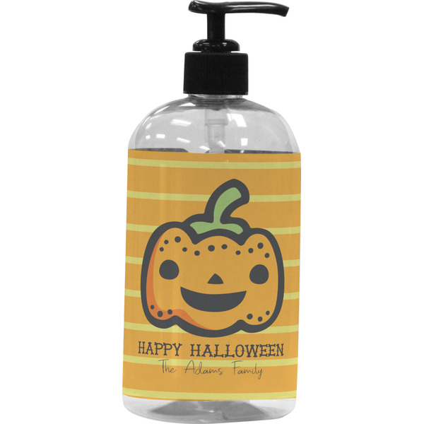 Custom Halloween Pumpkin Plastic Soap / Lotion Dispenser (16 oz - Large - Black) (Personalized)