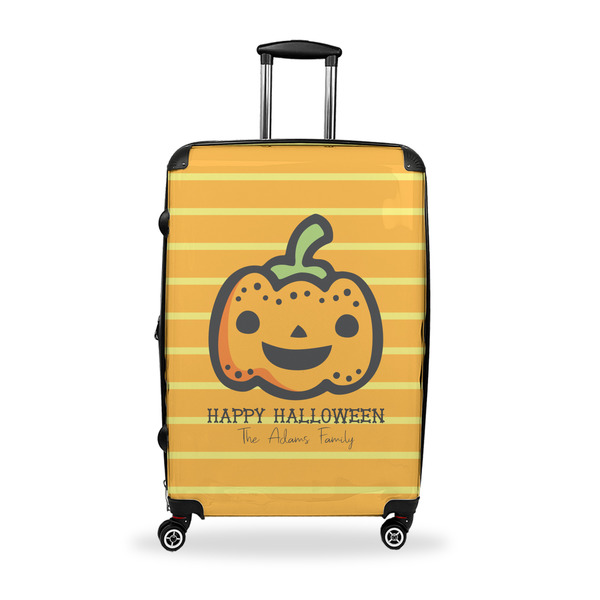 Custom Halloween Pumpkin Suitcase - 28" Large - Checked w/ Name or Text