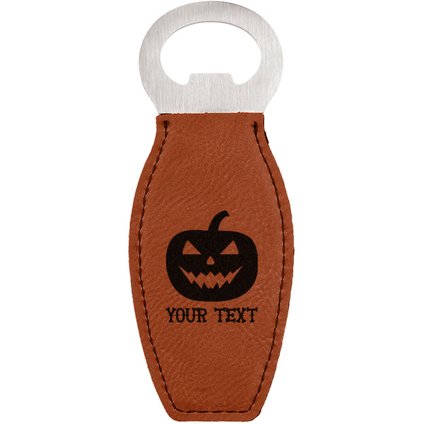 Custom Halloween Pumpkin Leatherette Bottle Opener (Personalized)