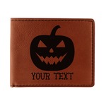 Halloween Pumpkin Leatherette Bifold Wallet - Double Sided (Personalized)
