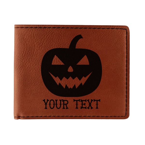Custom Halloween Pumpkin Leatherette Bifold Wallet (Personalized)