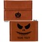 Halloween Pumpkin Leather Business Card Holder - Front Back