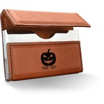 Halloween Pumpkin Leatherette Business Card Holder - Double Sided (Personalized)