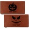 Halloween Pumpkin Leather Checkbook Holder Front and Back