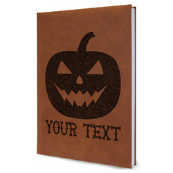 Halloween Pumpkin Leather Sketchbook - Large - Double Sided (Personalized)