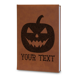 Halloween Pumpkin Leatherette Journal - Large - Double Sided (Personalized)