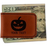 Halloween Pumpkin Leatherette Magnetic Money Clip (Personalized)
