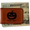 Halloween Pumpkin Leatherette Magnetic Money Clip - Front