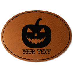 Halloween Pumpkin Faux Leather Iron On Patch - Oval (Personalized)