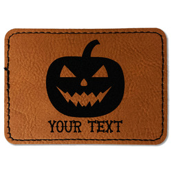 Halloween Pumpkin Faux Leather Iron On Patch - Rectangle (Personalized)