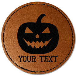 Halloween Pumpkin Faux Leather Iron On Patch - Round (Personalized)