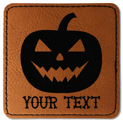 Halloween Pumpkin Faux Leather Iron On Patch - Square (Personalized)