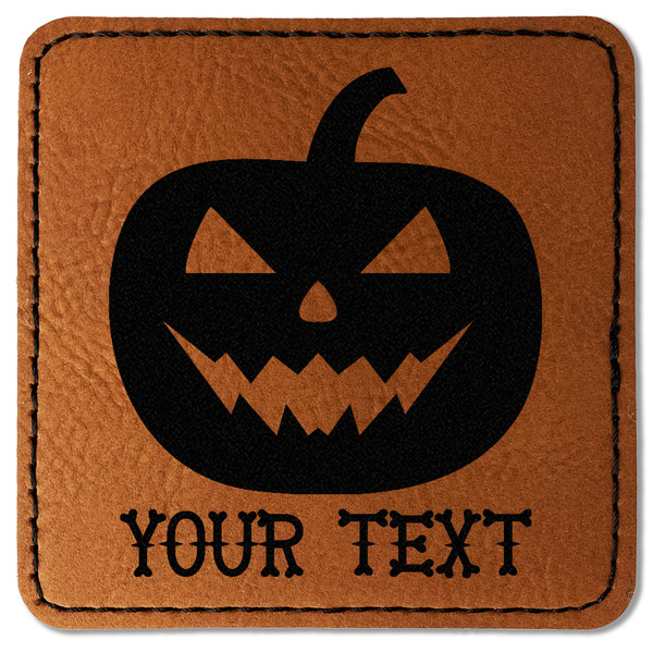 Custom Halloween Pumpkin Faux Leather Iron On Patch - Square (Personalized)
