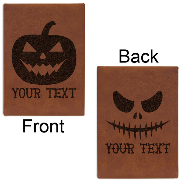 Halloween Pumpkin Leatherette Sketchbooks - Large - Double Sided - Front & Back View