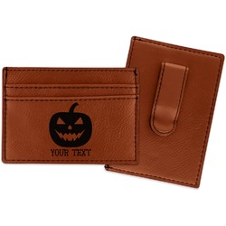 Halloween Pumpkin Leatherette Wallet with Money Clip (Personalized)