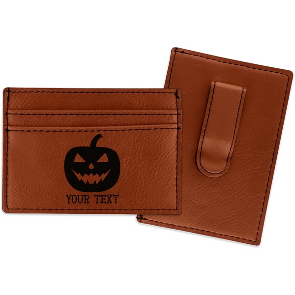 Custom Halloween Pumpkin Leatherette Wallet with Money Clip (Personalized)