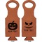 Halloween Pumpkin Leatherette Wine Tote Double Sided - Front and Back