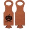 Halloween Pumpkin Leatherette Wine Tote Single Sided - Front and Back