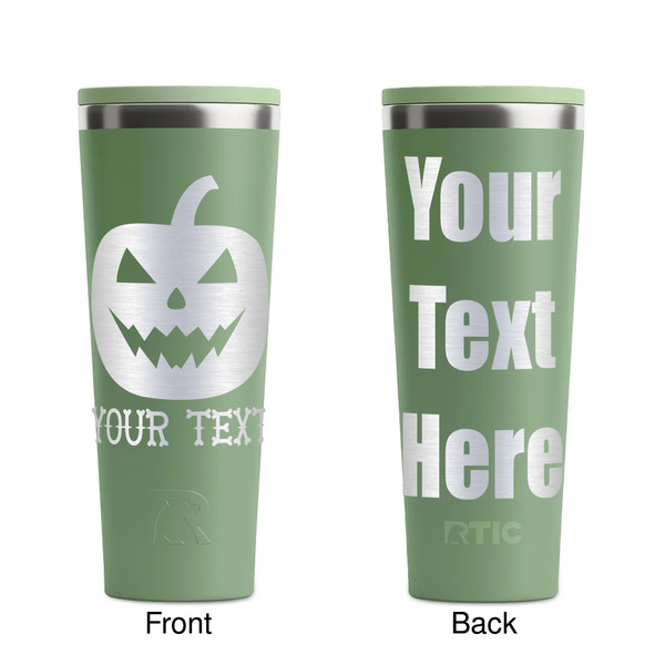 Halloween Pumpkin Light Green RTIC Everyday Tumbler - 28 oz. - Front and Back