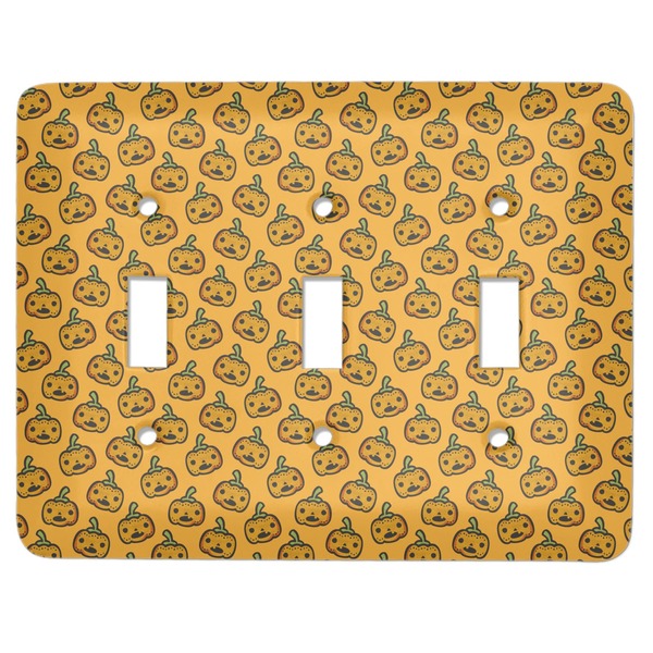 Custom Halloween Pumpkin Light Switch Cover (3 Toggle Plate)