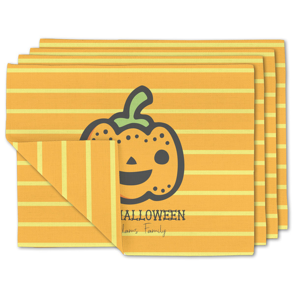Custom Halloween Pumpkin Linen Placemat w/ Name or Text