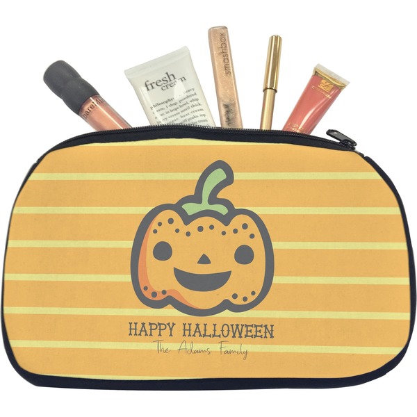 Custom Halloween Pumpkin Makeup / Cosmetic Bag - Medium (Personalized)