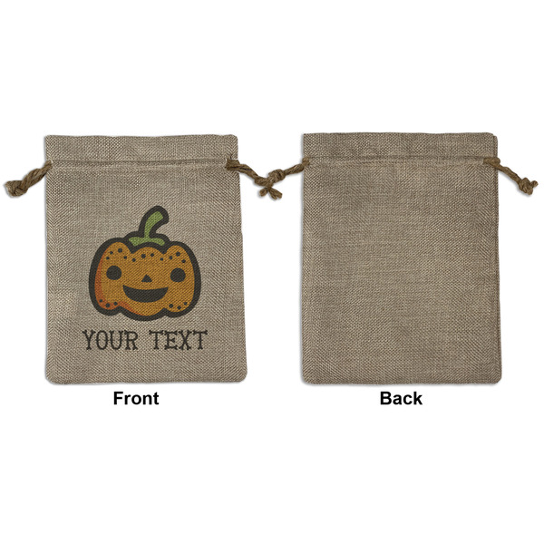Halloween Pumpkin Medium Burlap Gift Bag - Front Approval