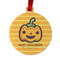 Halloween Pumpkin Metal Ball Ornament - Front